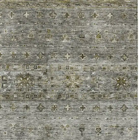 Pewter And Gray Floral Washable Indoor Outdoor Area Rug Photo 6