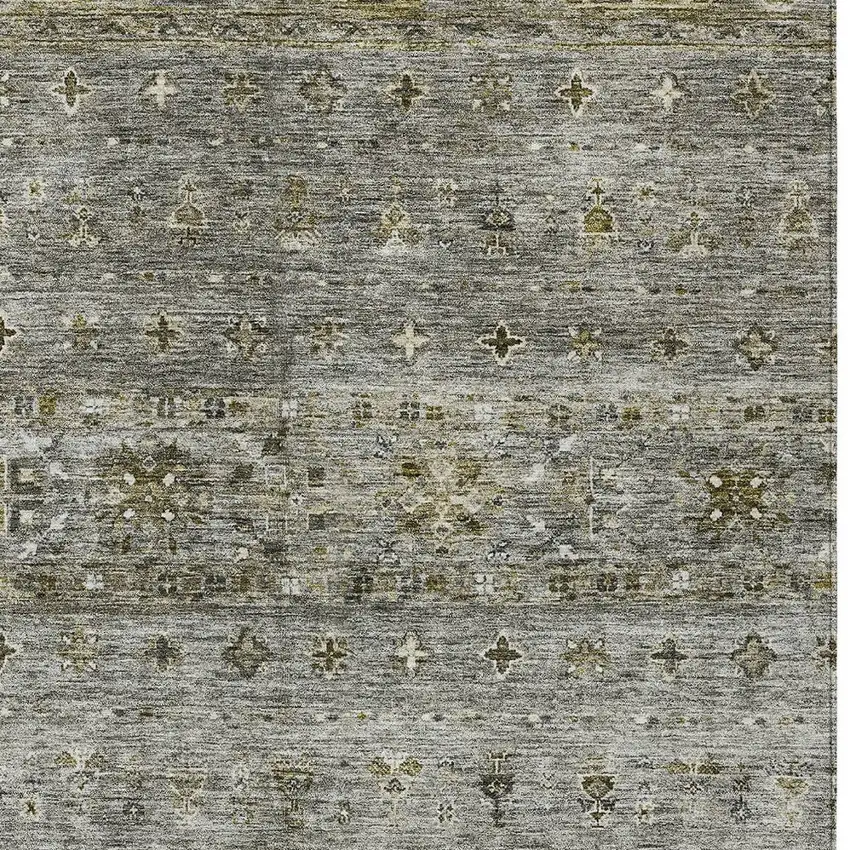 Pewter And Gray Floral Washable Indoor Outdoor Area Rug Photo 6