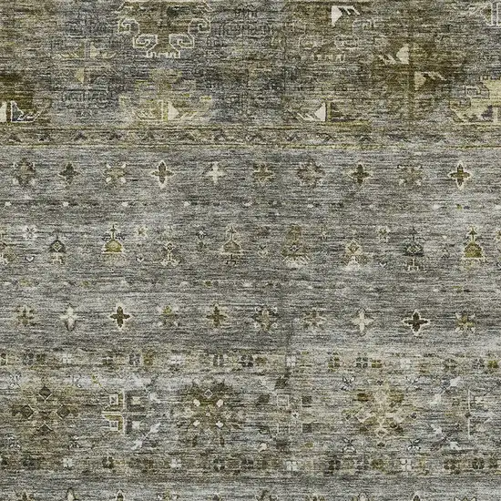 Pewter And Gray Floral Washable Indoor Outdoor Area Rug Photo 6