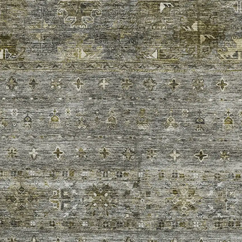 Pewter And Gray Floral Washable Indoor Outdoor Area Rug Photo 6