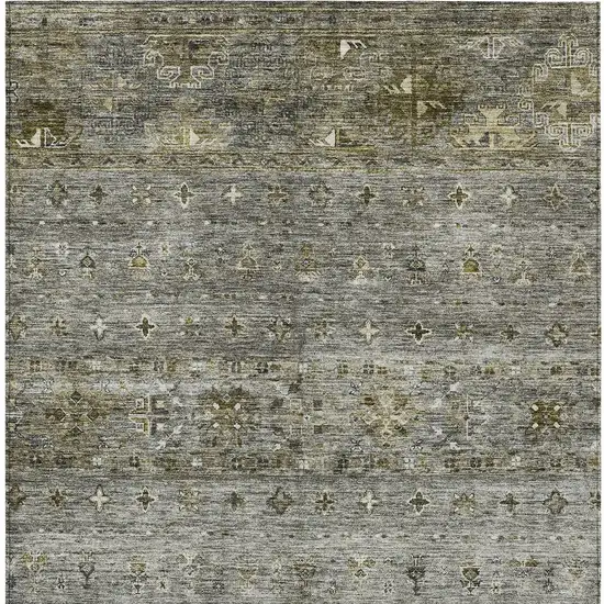 Pewter And Gray Floral Washable Indoor Outdoor Area Rug Photo 7
