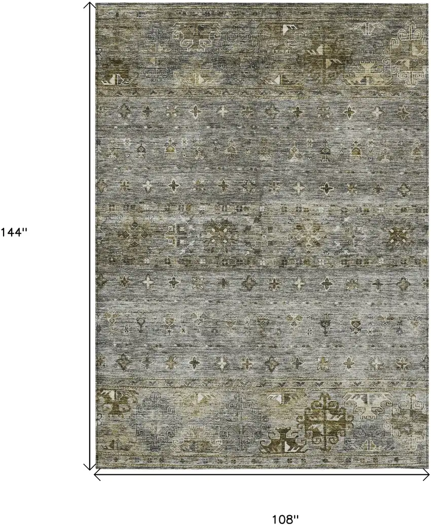 Pewter And Gray Floral Washable Indoor Outdoor Area Rug Photo 3