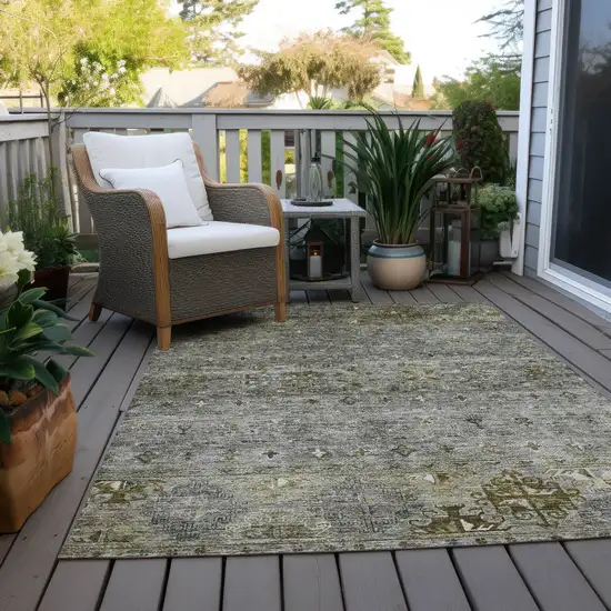 Pewter And Gray Floral Washable Indoor Outdoor Area Rug Photo 8