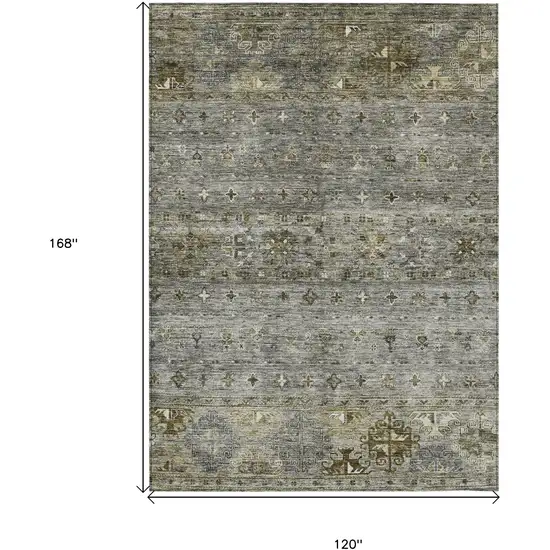 Pewter And Gray Floral Washable Indoor Outdoor Area Rug Photo 3
