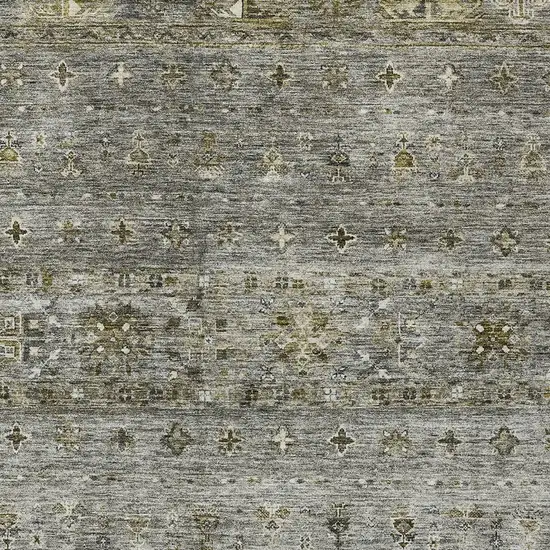 Pewter And Gray Floral Washable Indoor Outdoor Area Rug Photo 6