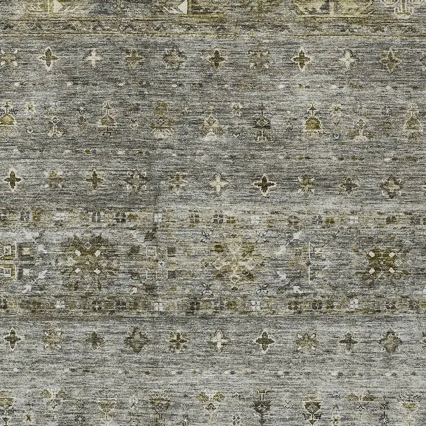 Pewter And Gray Floral Washable Indoor Outdoor Area Rug Photo 6