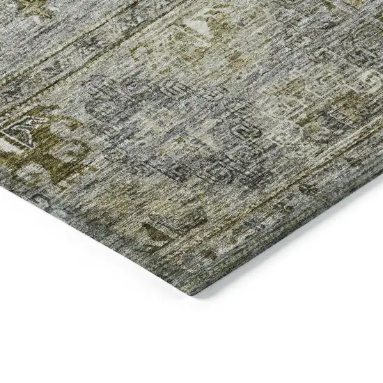 Pewter And Gray Floral Washable Indoor Outdoor Area Rug Photo 5