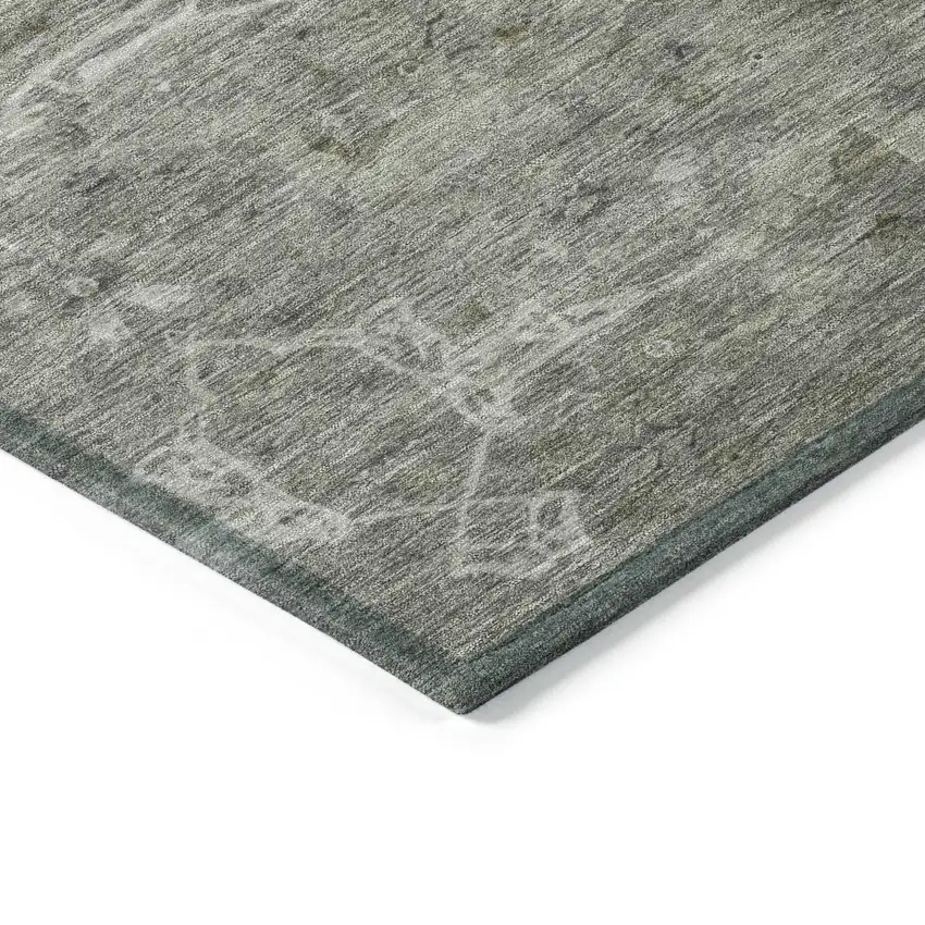 Pewter And Gray Floral Washable Indoor Outdoor Area Rug Photo 6