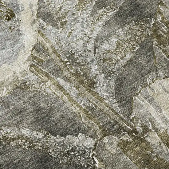 Pewter And Gray Floral Washable Indoor Outdoor Area Rug Photo 4