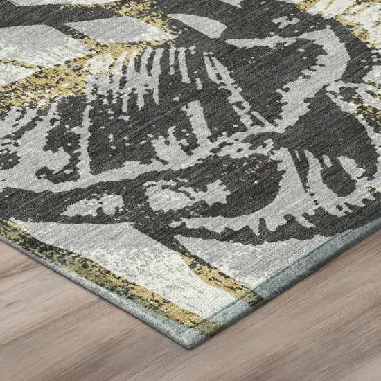 Pewter And Gray Floral Washable Indoor Outdoor Area Rug Photo 4