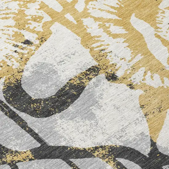 Pewter And Gray Floral Washable Indoor Outdoor Area Rug Photo 5