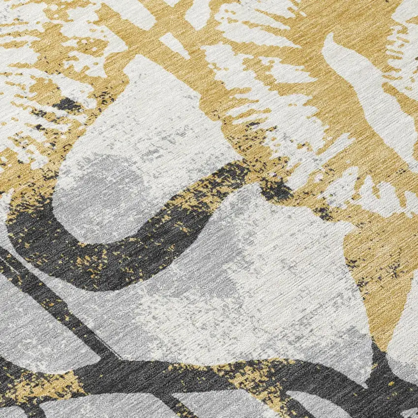Pewter And Gray Floral Washable Indoor Outdoor Area Rug Photo 5