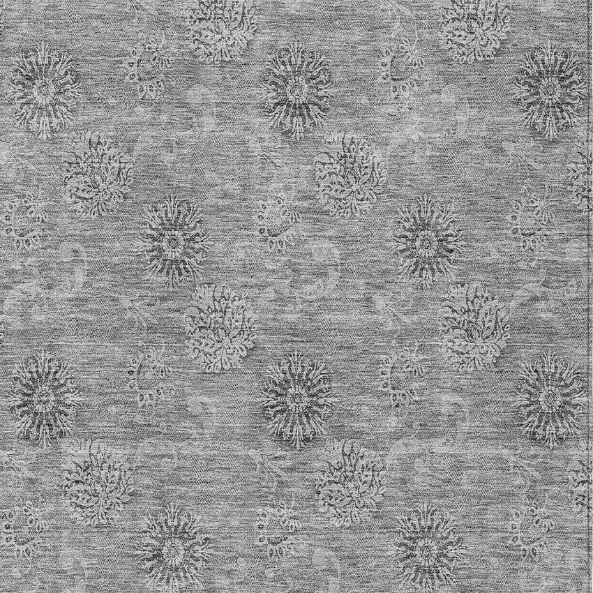 Pewter And Gray Floral Washable Indoor Outdoor Area Rug Photo 5
