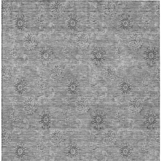 Pewter And Gray Floral Washable Indoor Outdoor Area Rug Photo 7