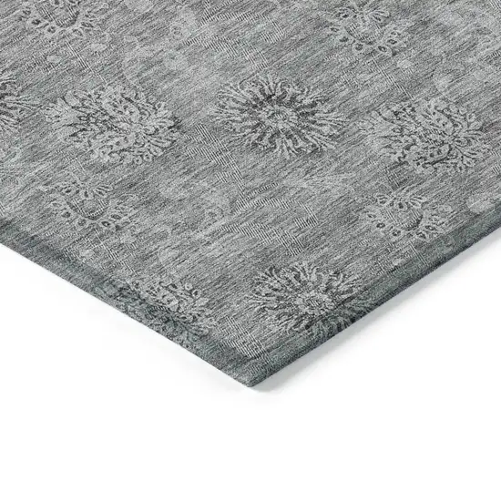 Pewter And Gray Floral Washable Indoor Outdoor Area Rug Photo 5