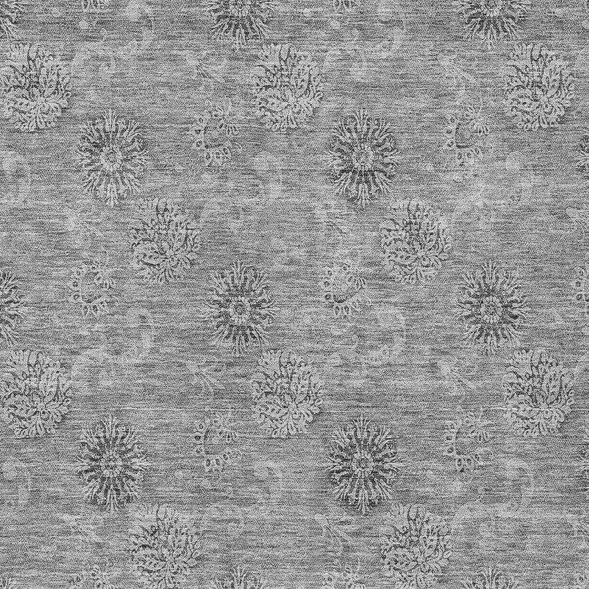 Pewter And Gray Floral Washable Indoor Outdoor Area Rug Photo 6