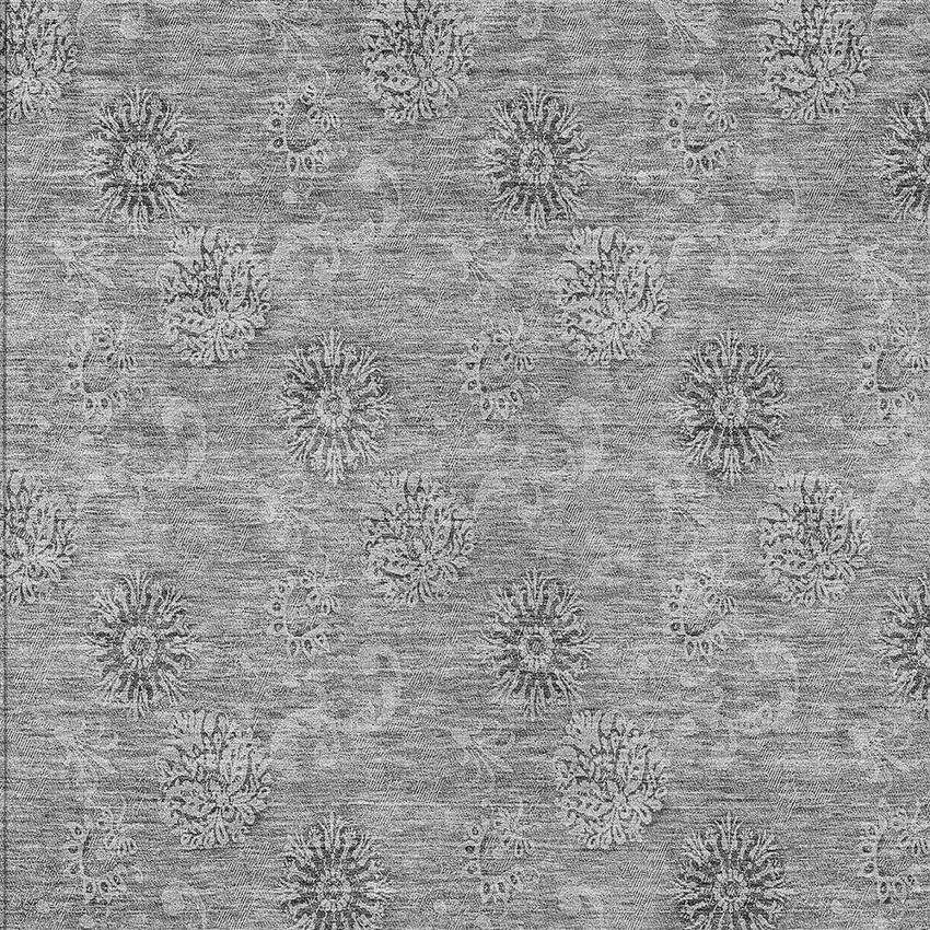 Pewter And Gray Floral Washable Indoor Outdoor Area Rug Photo 6
