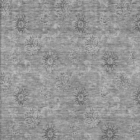 Pewter And Gray Floral Washable Indoor Outdoor Area Rug Photo 6