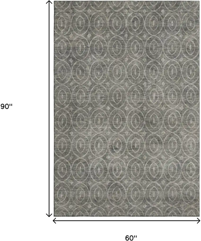 Pewter And Gray Geometric Washable Area Rug With UV Protection Photo 6