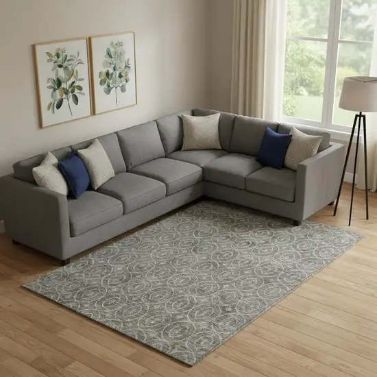 Pewter And Gray Geometric Washable Area Rug With UV Protection Photo 2