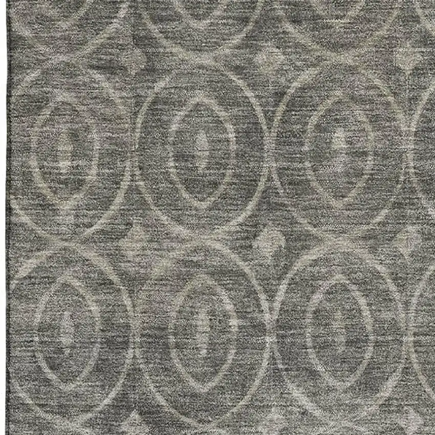 Pewter And Gray Geometric Washable Area Rug With UV Protection Photo 2