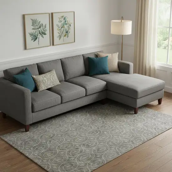 Pewter And Gray Geometric Washable Area Rug With UV Protection Photo 2