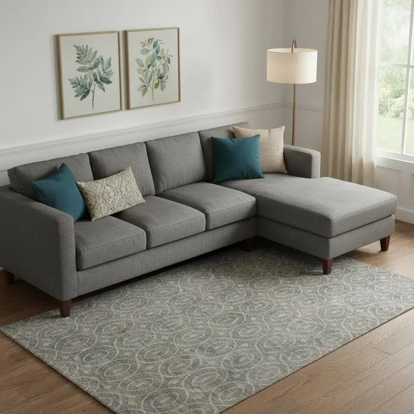 Pewter And Gray Geometric Washable Area Rug With UV Protection Photo 2