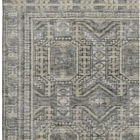 Pewter And Gray Geometric Washable Area Rug With UV Protection Photo 4