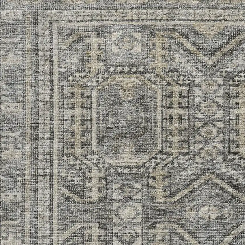 Pewter And Gray Geometric Washable Area Rug With UV Protection Photo 3