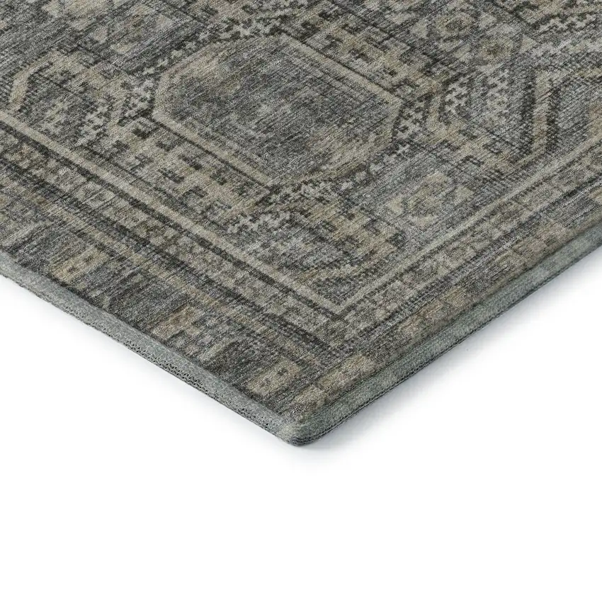 Pewter And Gray Geometric Washable Area Rug With UV Protection Photo 8