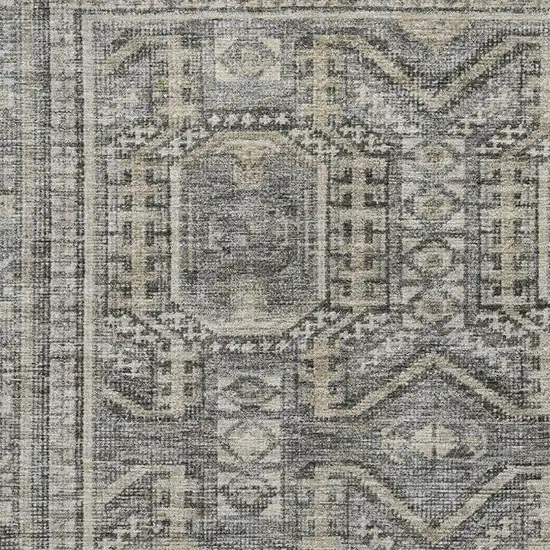 Pewter And Gray Geometric Washable Area Rug With UV Protection Photo 3