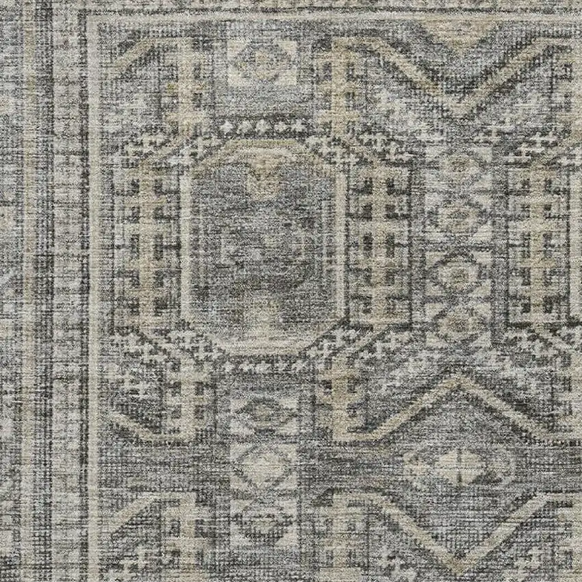 Pewter And Gray Geometric Washable Area Rug With UV Protection Photo 3