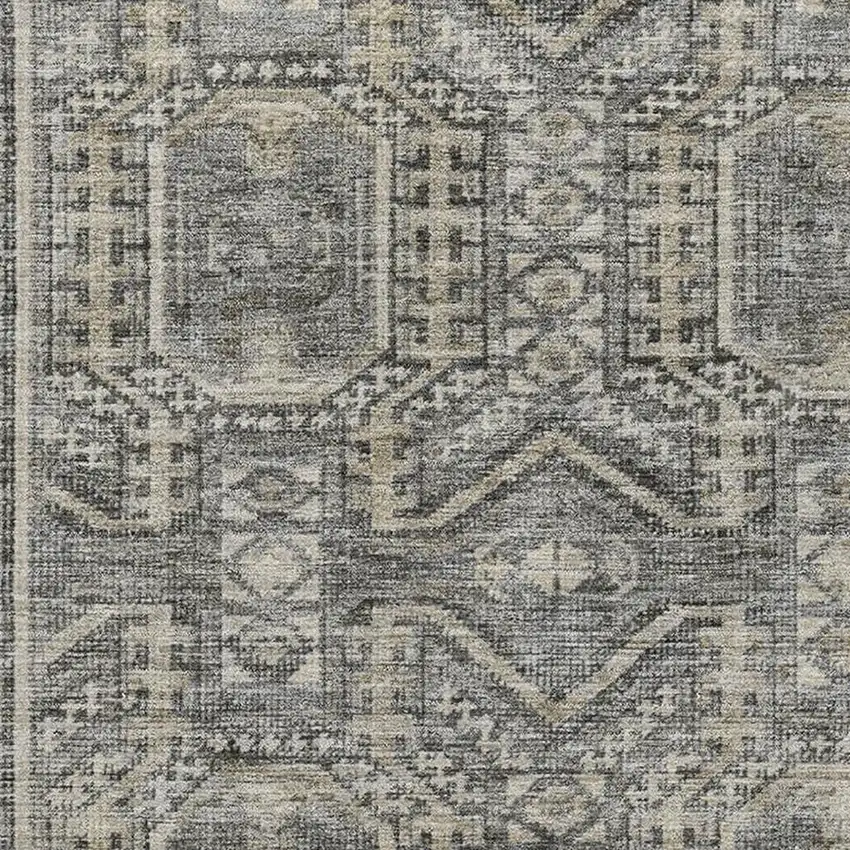 Pewter And Gray Geometric Washable Area Rug With UV Protection Photo 3