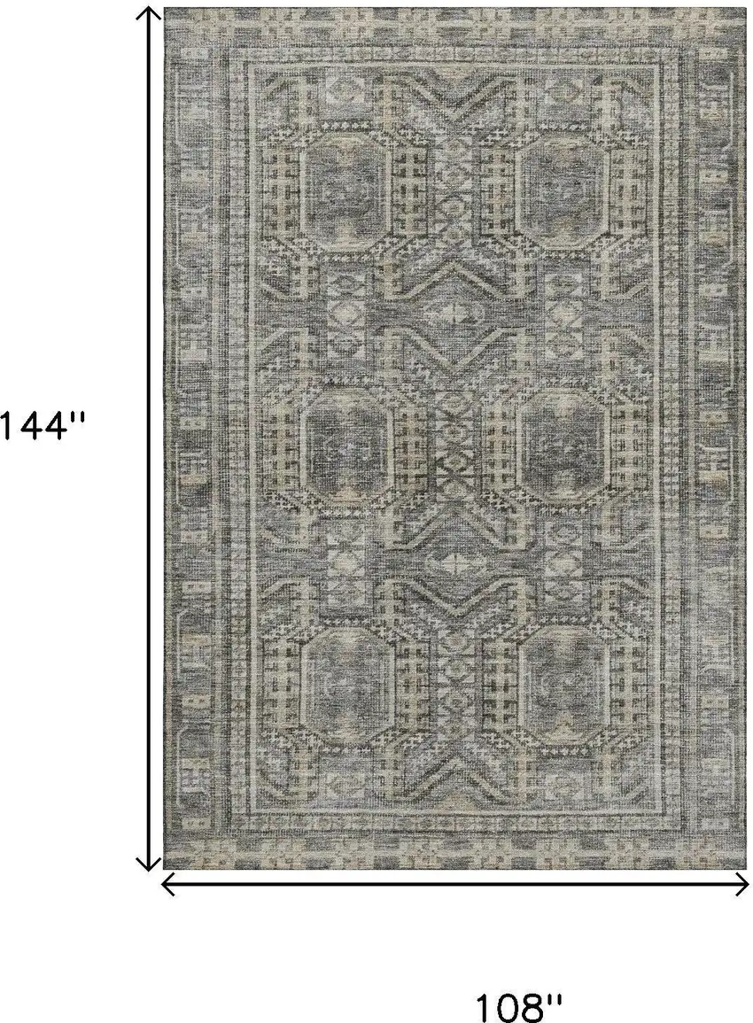 Pewter And Gray Geometric Washable Area Rug With UV Protection Photo 9