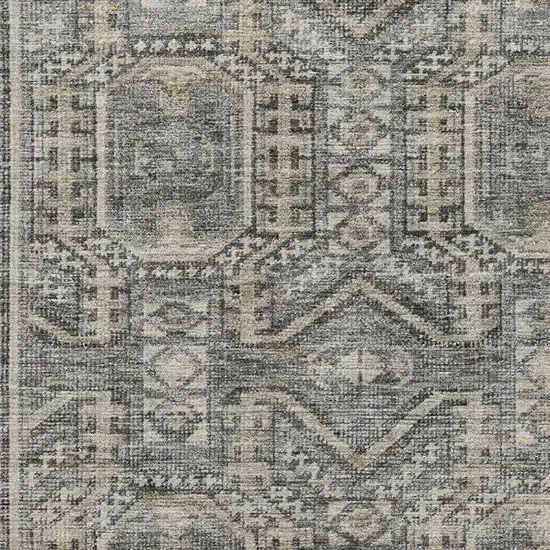 Pewter And Gray Geometric Washable Area Rug With UV Protection Photo 3