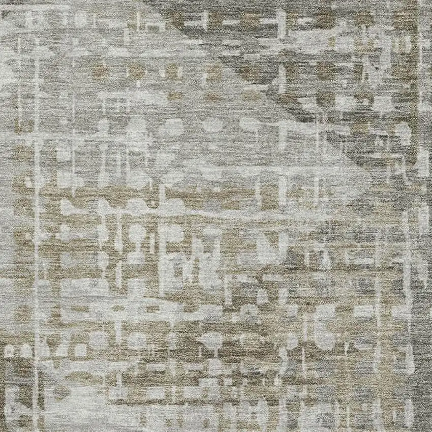 Pewter And Gray Geometric Washable Area Rug With UV Protection Photo 3