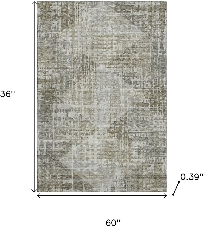 Pewter And Gray Geometric Washable Area Rug With UV Protection Photo 9
