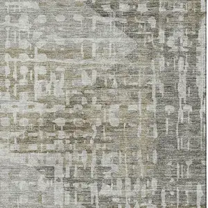 Photo of Pewter And Gray Geometric Washable Area Rug With UV Protection