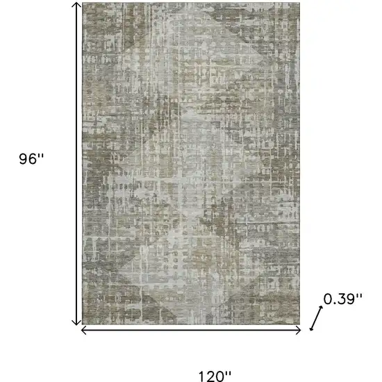 Pewter And Gray Geometric Washable Area Rug With UV Protection Photo 8
