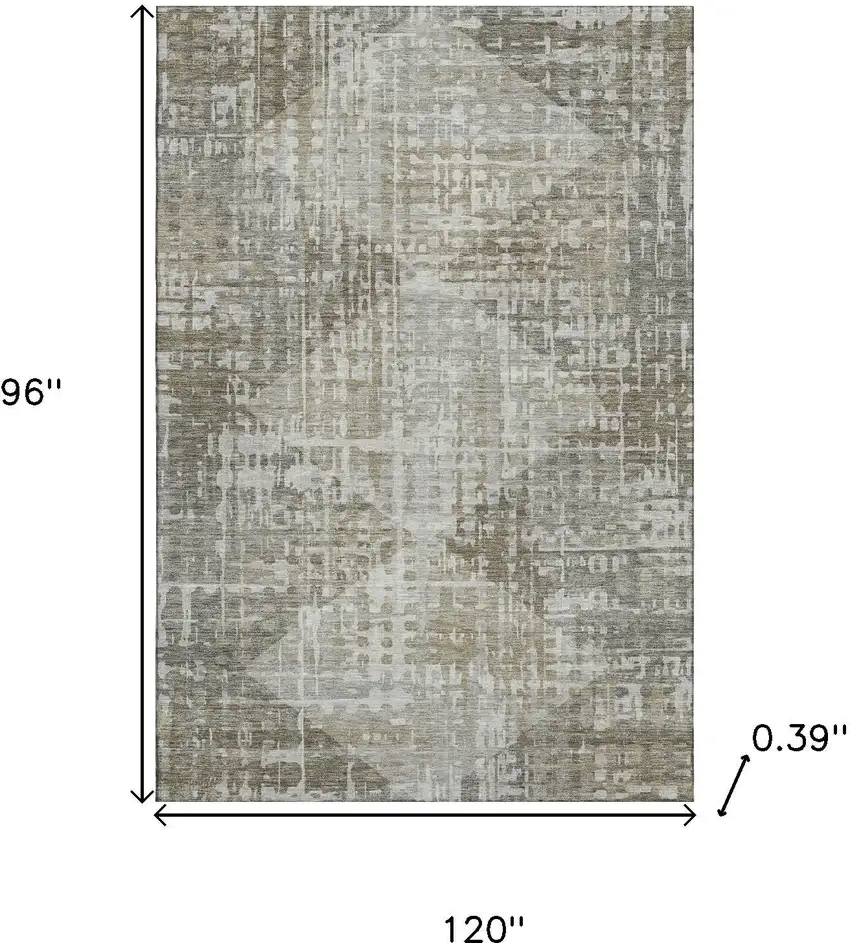 Pewter And Gray Geometric Washable Area Rug With UV Protection Photo 8