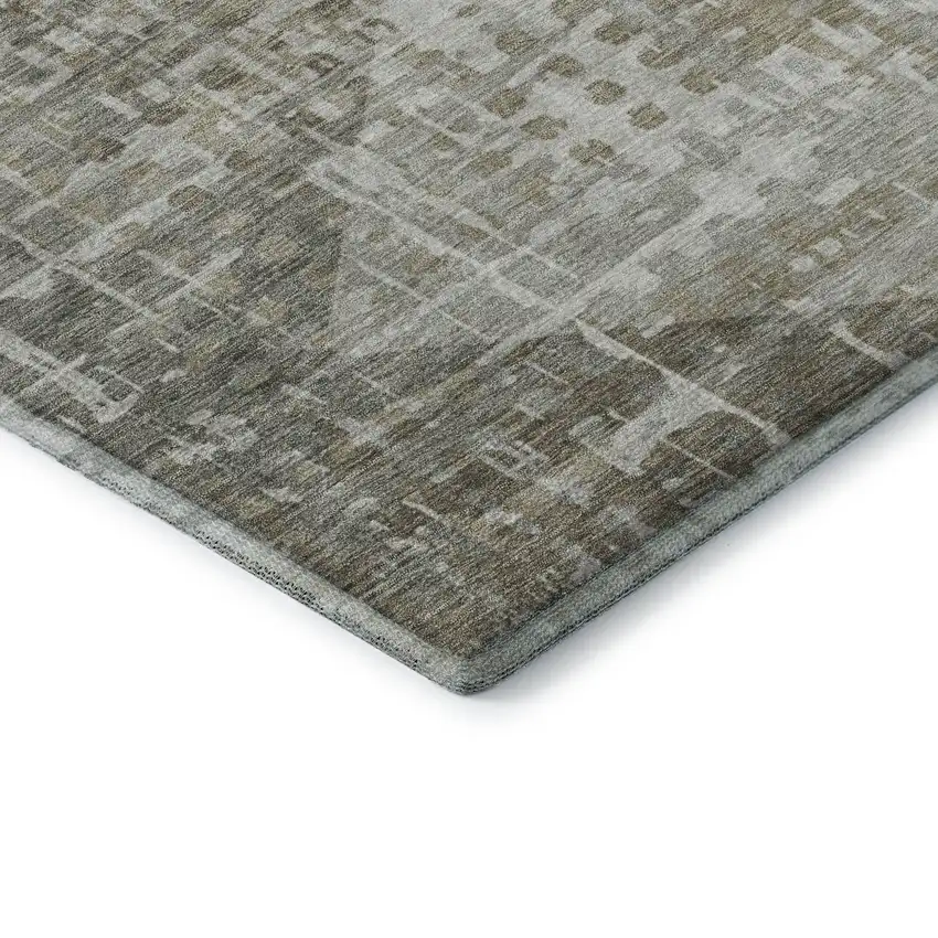 Pewter And Gray Geometric Washable Area Rug With UV Protection Photo 6