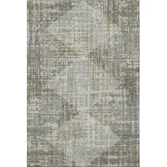 Pewter And Gray Geometric Washable Area Rug With UV Protection Photo 3