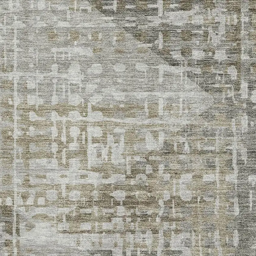 Pewter And Gray Geometric Washable Area Rug With UV Protection Photo 3