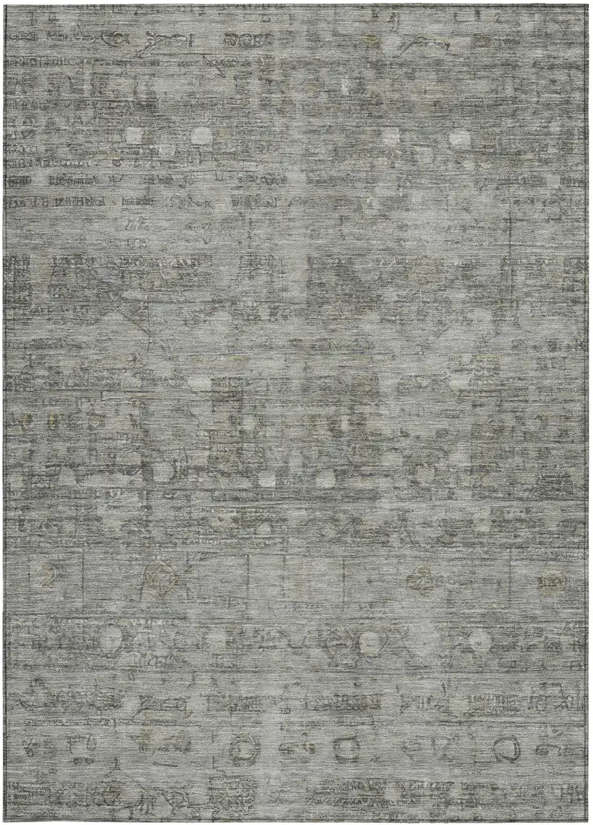 Pewter And Gray Geometric Washable Indoor Outdoor Area Rug Photo 3