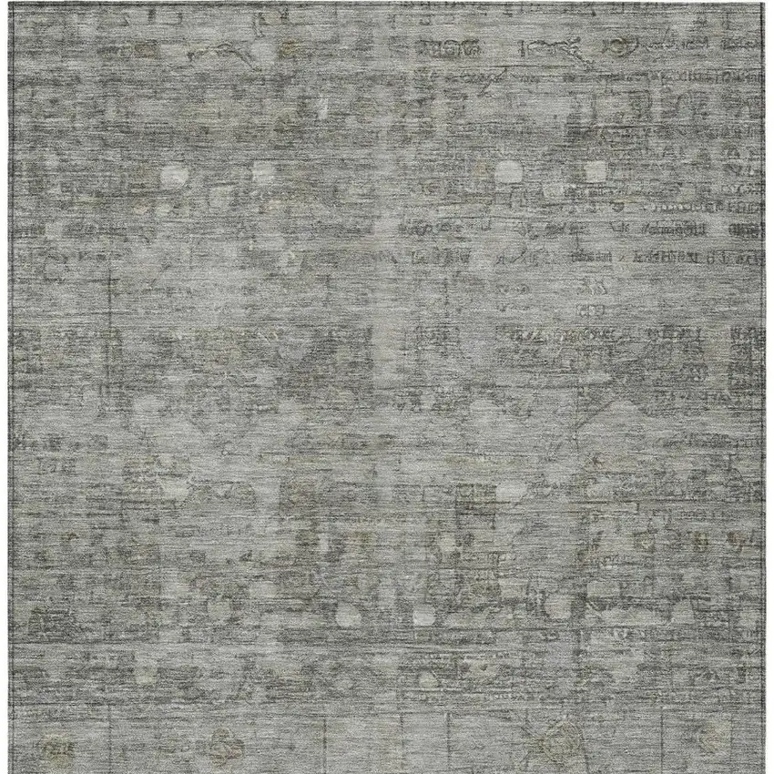 Pewter And Gray Geometric Washable Indoor Outdoor Area Rug Photo 4