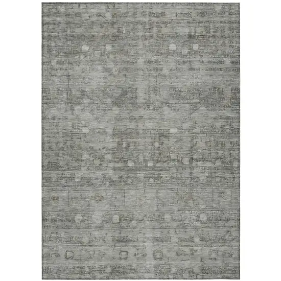 Pewter And Gray Geometric Washable Indoor Outdoor Area Rug Photo 2