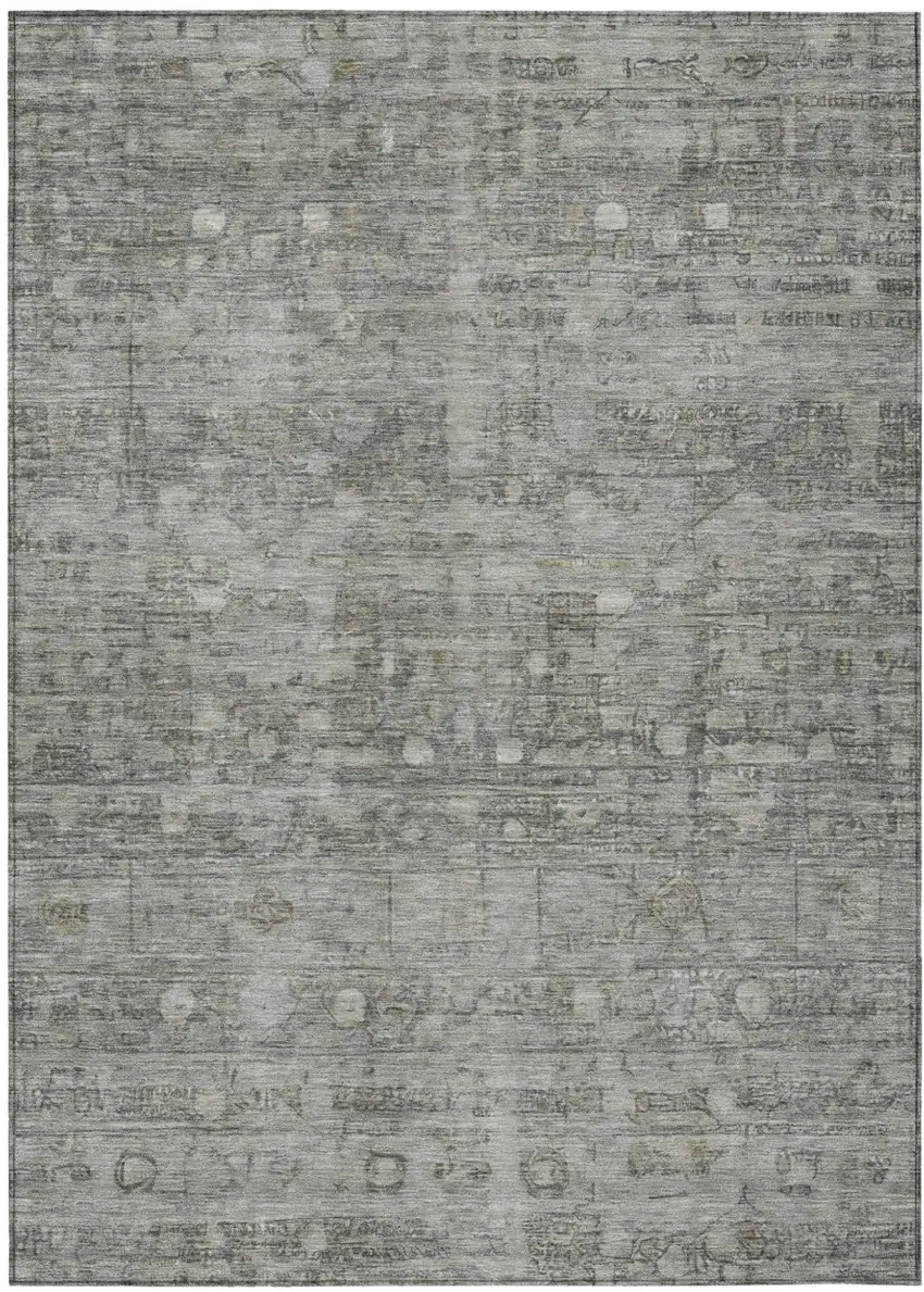 Pewter And Gray Geometric Washable Indoor Outdoor Area Rug Photo 2