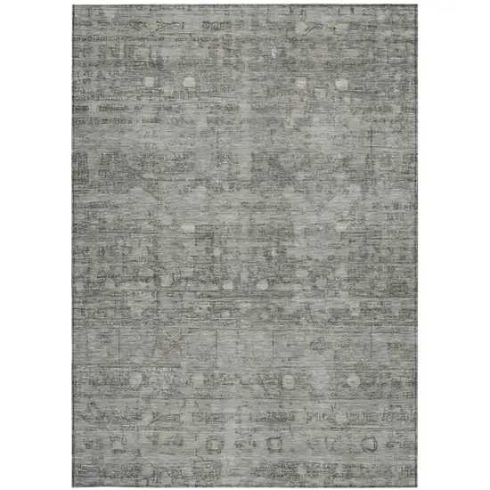 Pewter And Gray Geometric Washable Indoor Outdoor Area Rug Photo 3