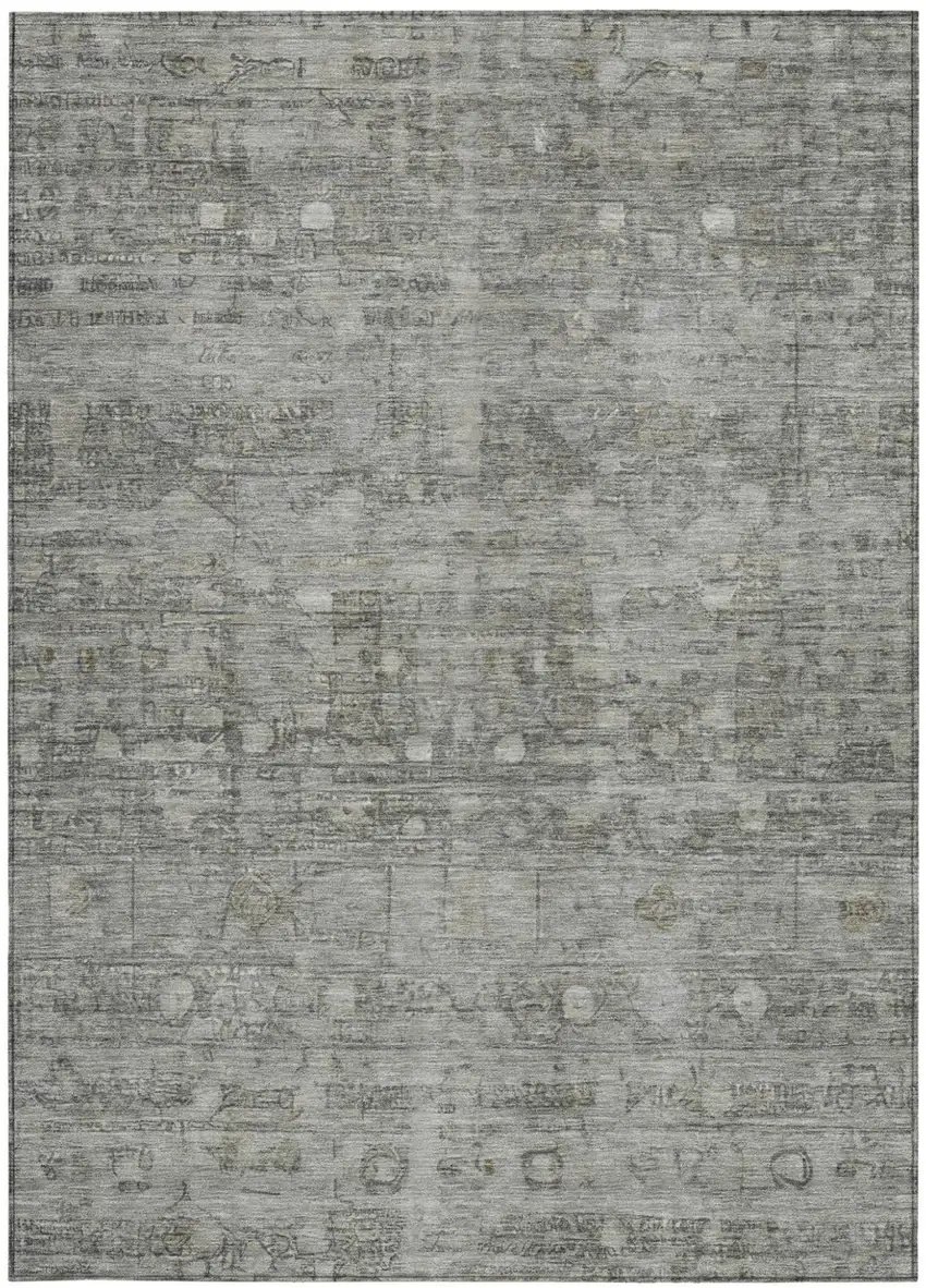 Pewter And Gray Geometric Washable Indoor Outdoor Area Rug Photo 3