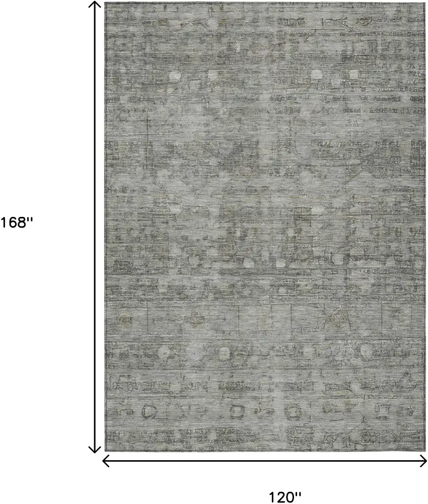 Pewter And Gray Geometric Washable Indoor Outdoor Area Rug Photo 9